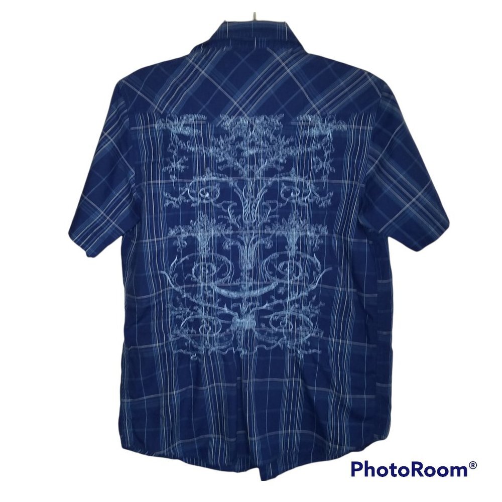 Seven Souls Embroidered Short Sleeve Button Up‎ 100% Cotton Medium